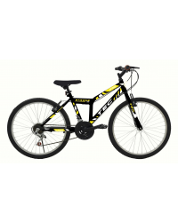 Bicicleta MTB Tec Strong, culoare negru/galben, roata 26", cadru din otel