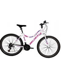 Bicicleta MTB Belderia Rose, culoare alb/roz, roata 26", cadru din otel