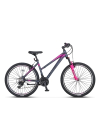 Bicicleta MTB Umit Mirage Lady, 21 viteze, culoare gri/roz, roata 24", cadru din aluminiu