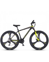 Bicicleta MTB Umit Accrue 2D, cadru 18", culoare negru/galben, roata 26", cadru aluminiu, frana disc, 21 viteze
