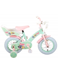 Bicicleta pentru fete Wozel & Pip, 12 inch, culoare roz/menta, frana de mana fata + contra