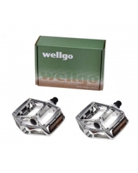 Set 2 pedale Wellgo din aluminiu pentru bicicleta, filet 9/16, culoare argintiu