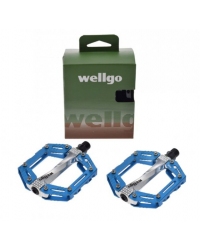 Set 2 pedale Wellgo din aluminiu pentru bicicleta, filet 9/16, culoare albastru