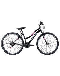Bicicleta Geroni Swan Lady MTB, 26 inch, 21 viteze, cadru 15" otel, culoare negru/roz