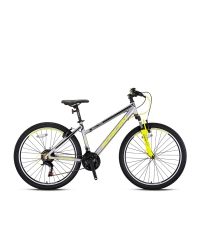 Bicicleta copii Kron XC 75 MTB Lady, roata 24", 21 viteze, cardu 13" din aluminiu, culoare gri/galben