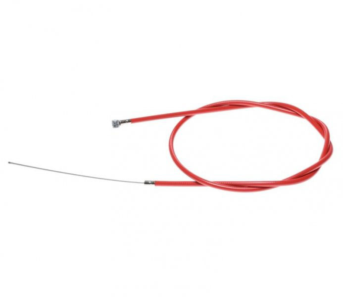 Cablu frana spate cu teaca, pentru biciclete, lungime cablu 1650mm, lungime teaca 1500mm, culoare rosu