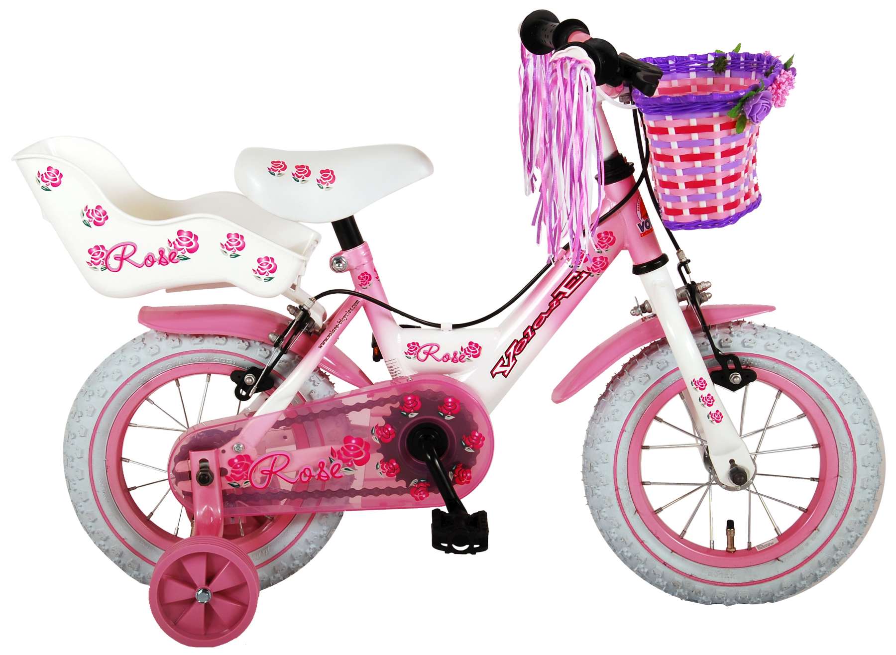 Bicicleta pentru copii volare rose - fete - 12 inch - roz - 2 frane de mana culoare roz